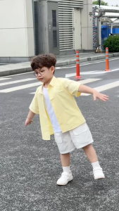 Set sơ mi 3 chi tiết đi biển đi chơi phong cách hàn quốc cho bé trai 1 tới 7 tuổi BERNIE H0725B74