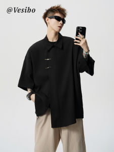 New Chinese Style Ice Silk Short Sleeve Mens Shirt Summer Fashion Airplane Button Large Size Cleanfit Shirt Jacket