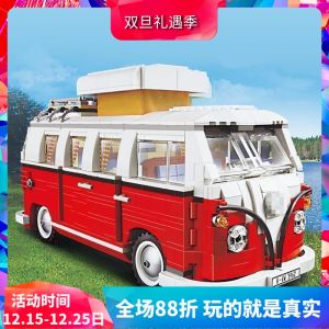 Creative Volkswagen T1 Camper 10220 Travel Bus Children Educational Assembly Chinese Building Blocks Toys 21001