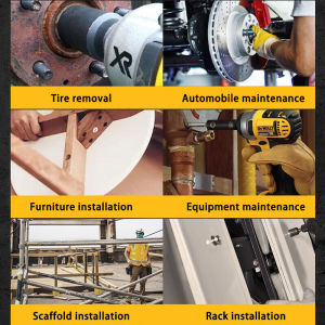 Dewalt Car Tire Removal Electric Impact Wrench Heavy Duty Cordless Brushless Wrench USA Original 198v 6.0AH 1300N.M Rechargeable 2 Batteries Wireless Electric Tools Comes with 7pc 14 to 20 Inch Sleeves for Car Motorcycl