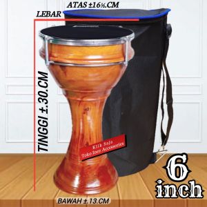 Dumbuk Pinggang/Darbuka Mini 6 inch Hitam Biru Mika Putih