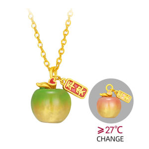 [Pre-sale] CHOW TAI SENG Pure Gold Charm Bracelet PendantTemperature Color Change Enamel Apple CTS 周大生 G1QB001458C (Free Bracelet Rope)