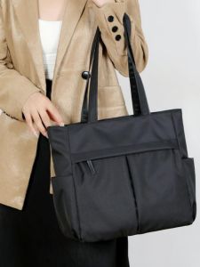 Canvas Bag Female Business Commute Material File Bag Office Worker Sundries Handbag Minimalist Girls Self-Study Class Bag