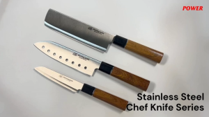 Multi-Purpose Stainless Steel Kitchen Knives Set - Chef/Paring/Utility Knives with Wooden Handles