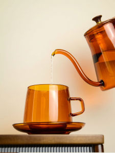 Retro Japanese Amber Colored High Temperature Resistant Glass Cup Hand Pour Coffee Cup Latte Cup Home Use Mugs Handmade Coffee Cups