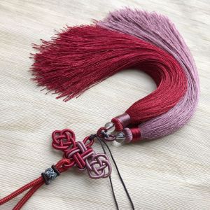 DIY Woven Lucky Chinese Knot Pendant Accessories Automobile Hanging Ornament Ice Silk Two-Color Tassel Fringe Combination