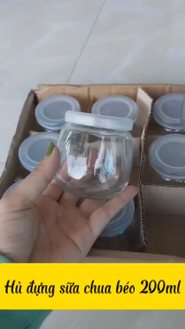 Hũ thủy tinh nắp nhựa làm sữa chua 200ml dày dặn - Bộ 12 Hũ Thủy Tinh đựng sữa chua béo