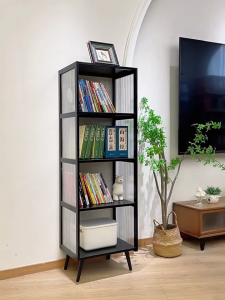 Bamboo Bookshelf 5/4/3Layers Rak Kabinet Almari Buku AcrylicTransparent Storage Floor Standing Bookshelf Home Living Room Rack 书柜置物柜