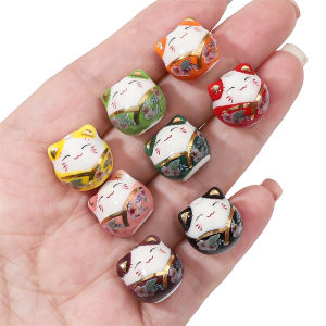 1PC Handmade Painted Ceramic Cats Cute Lucky Cats Charms Loose Spacer Beads for DIY Bracelet Necklace Jewelry  Making Accessories