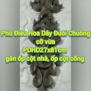 Phù điêu trang trí Phù điêu xi măng Hoa Dây cỡ VỪA PDHD27x81cm gắn cột nhà cột cổng trang trí công trình Tân Cổ Điển