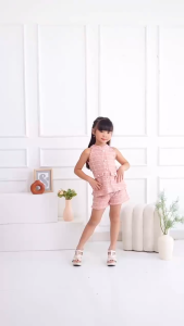 Setelan Anak Perempuan Kekinian Korean Look - Baju & Celana Pendek Outfit Anak Cewe Modern 59250