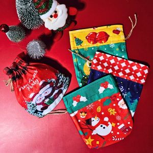 ถุงหูรูด กระเป๋าหูรูด ลายคริสต์มาส ห่อขนม ลูกอม ขนมขบเคี้ยว สินค้าขนาดเล็ก กระเป๋า ตกแต่งต้นคริสต์มาส ซานตาคลอส