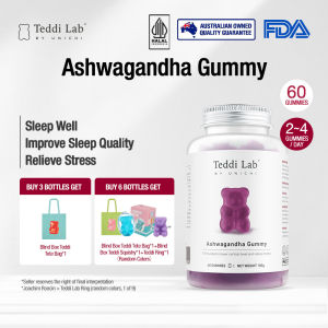 【Official】Teddi Lab Nutrition Ashwagandha Gummy For Sleeping Problem Sleep Well lmprove Sleep Quality Relieve Stress 60 Gummies