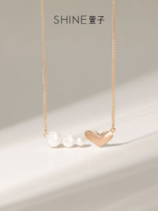 Elegant Sweet Heart Pearl Necklace Fashionable Clavicle Chain Valentines Day Gift for Girlfriend Shine XZ Jewelry