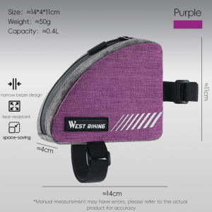West Biking | Túi Đựng Đồ Xe Đạp WEST BIKING Mini Triangle Gắn Khung Trên Ống Xe 0.4L Có Lớp Lưới Ngoài Phản Quang Tiện Dụng Đựng Dụng Cụ Đạp Xe