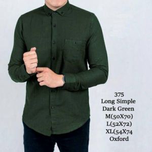 Kemeja Polos Pria Lengan Panjang Kasual Formal katun
