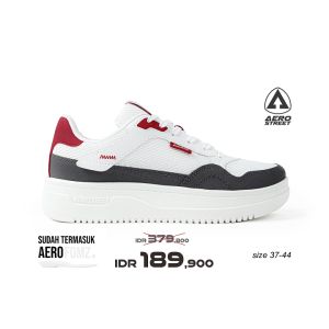 Aerostreet 37-44 Maximo Putih Abu Tua Merah - Sepatu Sneakers Casual