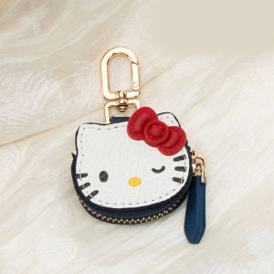 Takara Tomy | Anime Hello Kitty Cartoon Personalized Creative Leather Bag Keychain Pendant Fashion Clothing Accessories Birthday Girl Gifts