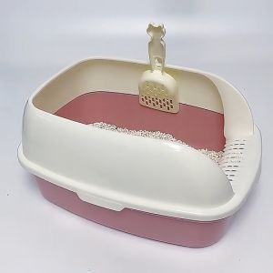 (JUMBO SIZE/FREE SCOOP) Brand new cat litter box semi-enclosed large space splash-proof sand table supplies kitty toilet removable and easy to clean/Bekas Tandas Kucing