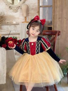 Girl Snowyprincess Cloak Dress Fall and Winter Lolita Sequins Dress Halloween Mesh Bubble Skirt Birthday Dress