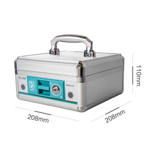 Aluminum Alloy Stamp Valuable Safe Storage Box Money Box Receipts Insurance Box Cashier Box Lockable Organizer for Bedroom