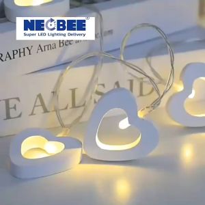ไฟตกแต่งรูปหัวใจ ไม้ ยี่ห้อ NEOBEE แบบถ่าน 3 ม สีแดง สีขาว โหมดไฟนิ่ง ตกแต่งวันวาเลนไทน์ไฟLED สายไฟ