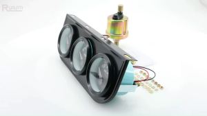 RYSJM | 52MM 3In1 Water Temperature Gauge + Volt Meter + Oil Pressure Gauge Kit with Oil Water Temp Sensor Triple Meter Voltmeter