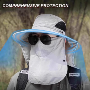 FUNPOINT Fishing Cap Sun Hats Fishing Hat Men and Women Sun Fishing Outdoor Flap With Cover Face Hat UV Protection Hat