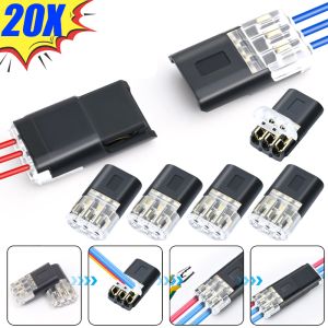【WOKEN】20PCS D3 Interplugging Type Waterproof Electrical Connector Quick Plug 3-Pin Welding-Free Wire Stripping Terminal LED Car Wire Connection Clip Car Electrical Accessories