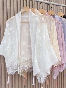 Summer New Chinese Style Tassel Shawl Women Thin Fashion Outerwear Match Cheongsam Air Conditioned Room Cardigan Lace Cloak