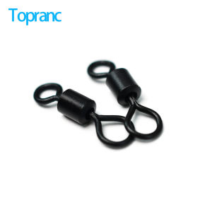 Topranc 60Pcs Matte Black Brass Alloy Swivels Connector Big Eye Lure Hook Connector Durable Fishing Accessories