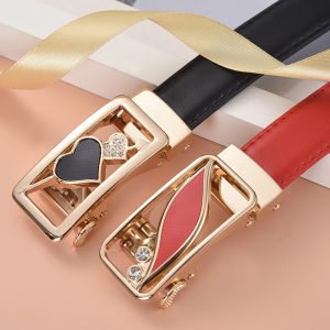 Fashion Womens Belt Versatile Automatic Buckle Belt High Quality PU Leather Youth Trend Casual Strap for Women