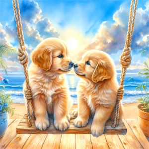 Huacan 5D DIY Diamond Painting Dog Sunset Diamond Embroidery Animal Landscape Set Gift