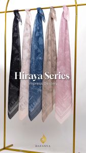 𝐃𝐀𝐅𝐀𝐍𝐘𝐀 - Hiraya Series Jilbab Motif Twotone Kerudung Segi Empat Hijab Scarf bahan Voal Laser Cut