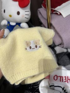 Womens Scarf 2024 New Korean Style Winter Thin Striped Small Size Mustard Yellow Wool Cashmere Wool Neck Warmer Rectangular Shape