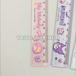 TAIYO Penggaris Karakter 15 cm Sanrio Ruler Lurus Bergerigi Perlengkapan Sekolah Anak Stationery