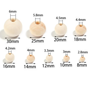 30-100pcs/lot 6-30mm Log Color Wooden Beads Round Loose Spacer Beads For DIY Jewelry Making Handmade Crafts Accessories