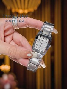 Dinimi Fashionable Student Womens Watch Stainless Steel Band Rectangle Waterproof New Model Quartz Movement Calendar Function