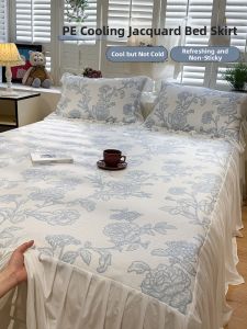 Suxuan | Summer Coolness Ice Silk Bed Skirt Style Bed Set Washable