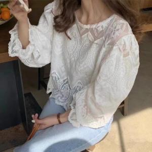 ECLAIRE 003 Blouse Lengan Panjang Longsleeves Lace Embroidered Bordir Kasual Boho Korea Import 2905