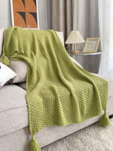 Ins Style Knitted Blanket Sofa Office Nap Blanket Shoulder Wrap Comforter Living Room Bedroom All Season Warm Polyester Fabric