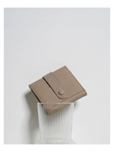 Ultra-Thin Short Wallet Top-Layer Cowhide Genuine Leather Compact Elegant Pure Color Money Clip Business/OL Style for Youth