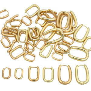 1pc/bag New Trend 14K Gold Plated Brass Copper Hollow Oval Ear Buckle High Quality Jewelry for Women Girls