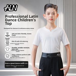 AILANGNA | Professional Short Sleeve Boys Latin Dance Practice Shirt