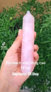 Trụ đá thạch anh hồng cao 13cm trang trí