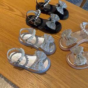 Sandal Công Chúa Cho Bé Quai Ngọc Đính Nơ Lấp Lánh Xăng Đan Đế Mềm Chống Trơn Size 1-6 Tuổi