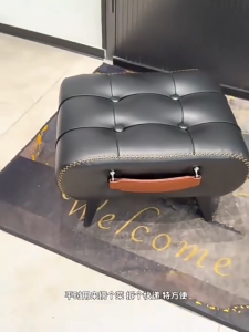 Small Foot Stool Stool Chair Functional Faux Leather Foot Rest for Extra Seating in Living Room