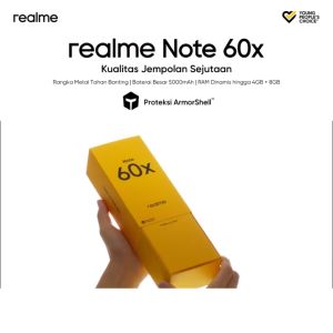 Realme Note 60x terbaru 2025 IP54 Tahan Debu dan Percikan Air 5000mAh Baterai Besar