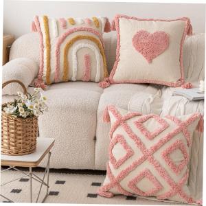 Áo Đệm Ghế Sofa Nhung Hồng Dễ Thương Có Thể Tháo Rời Áo Đệm Tròn Hình Trái Tim Phong Cách Tươi Mới Cho Phòng Khách