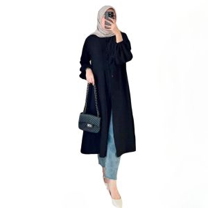 Tunik Sara by QAF / Baju Tunik Wanita basic tunik kerja kuliah polo linen